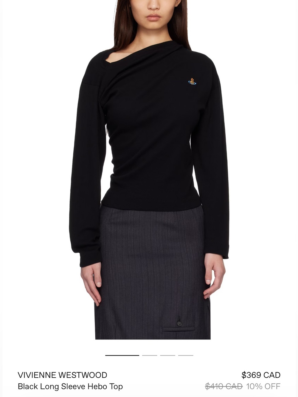 NWT VIVIENNE WESTWOOD Black Long Sleeve Hebo Top - Medium